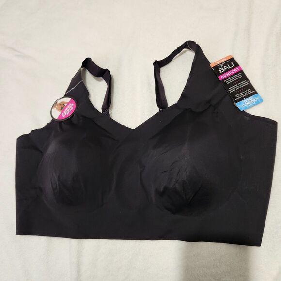 Bali Bra Size 3XL Black Convertible Straps Wireless Lightweight Stretch Comfort - Picture 2 of 14